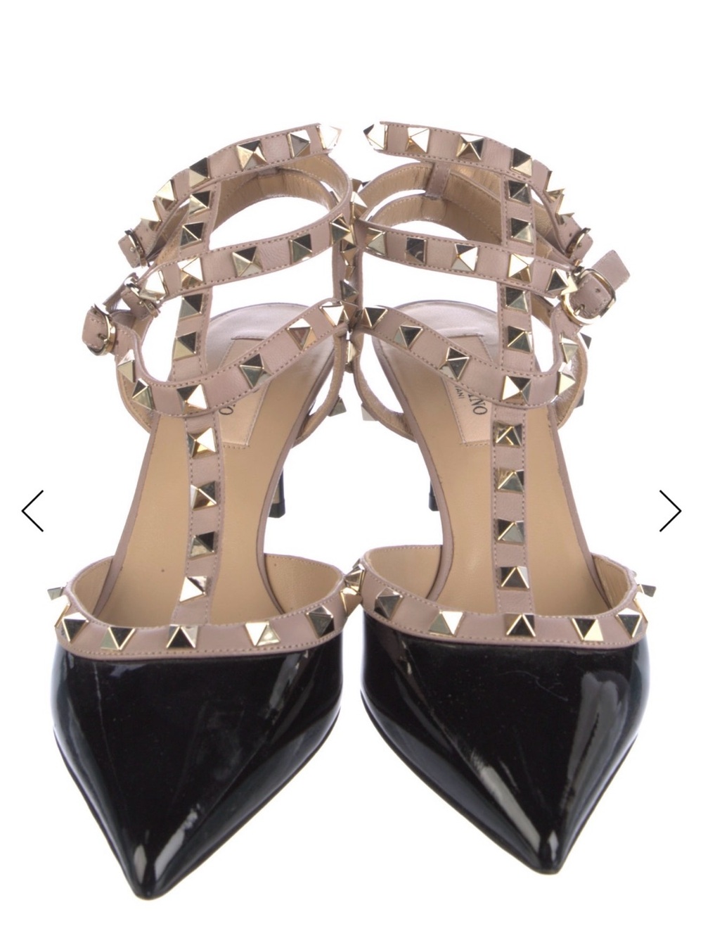 Valentino,T-Strap Heels with Nude Straps & Silver Stud, With box and dust bag